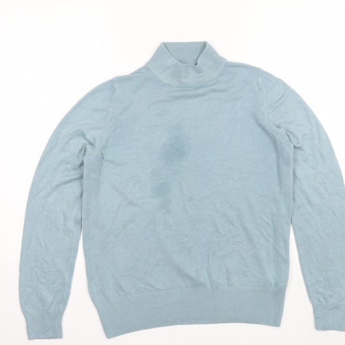 Marks and Spencer Womens Blue High Neck  Acrylic Pullover Jumper Size 12