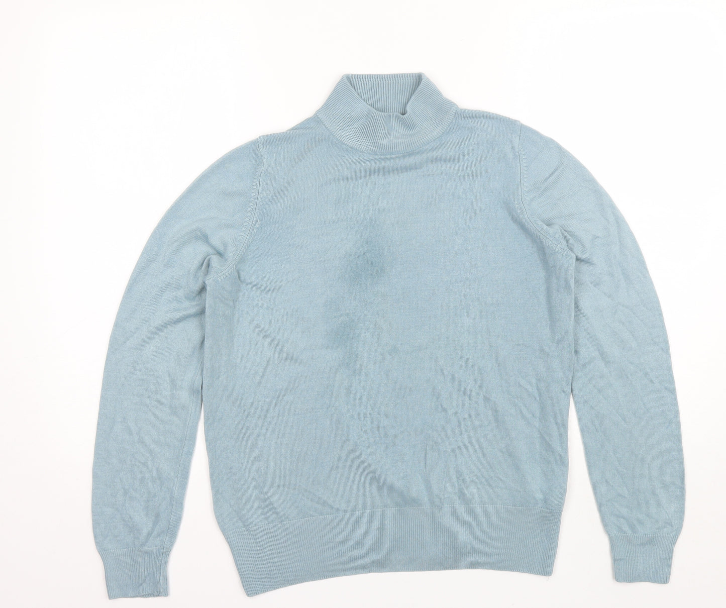 Marks and Spencer Womens Blue High Neck  Acrylic Pullover Jumper Size 12