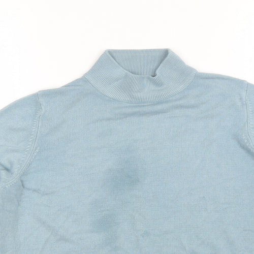 Marks and Spencer Womens Blue High Neck  Acrylic Pullover Jumper Size 12