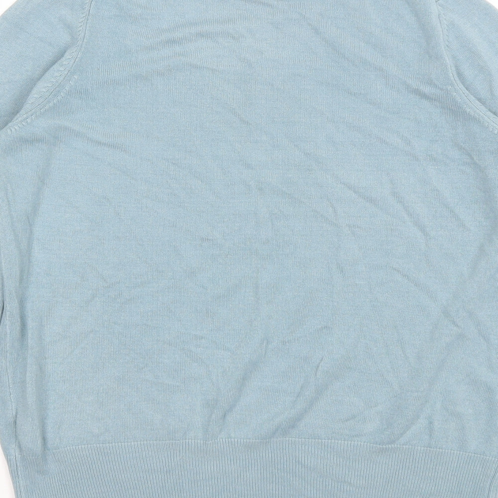 Marks and Spencer Womens Blue High Neck  Acrylic Pullover Jumper Size 12
