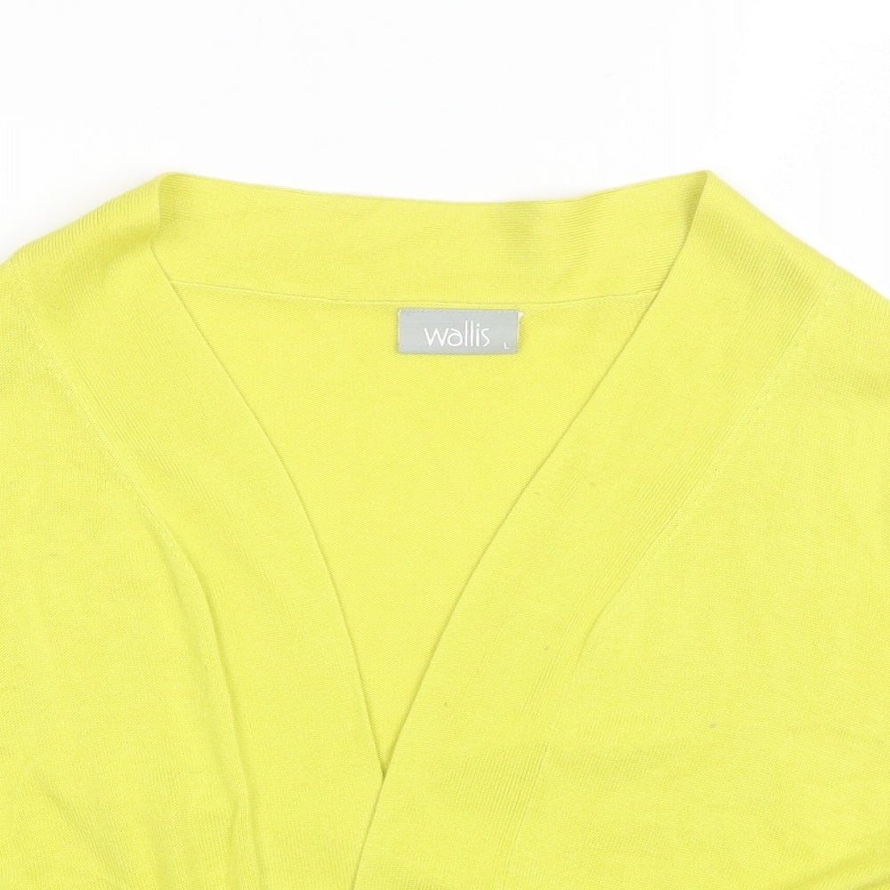 Walis Womens Yellow V-Neck  Viscose Shrug Jumper Size L