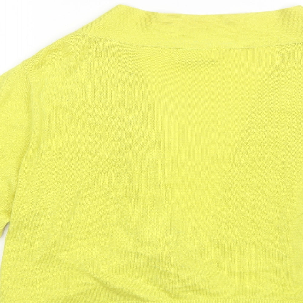 Walis Womens Yellow V-Neck  Viscose Shrug Jumper Size L