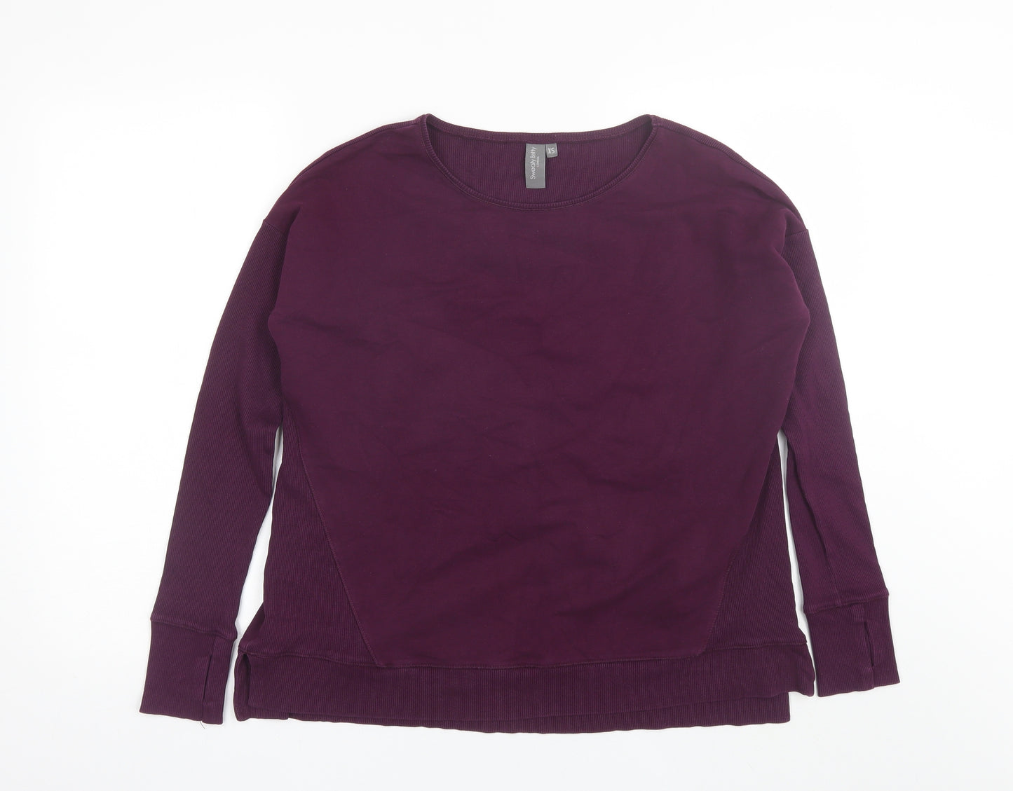 Sweaty Betty Womens Purple Round Neck  Cotton Pullover Jumper Size XS