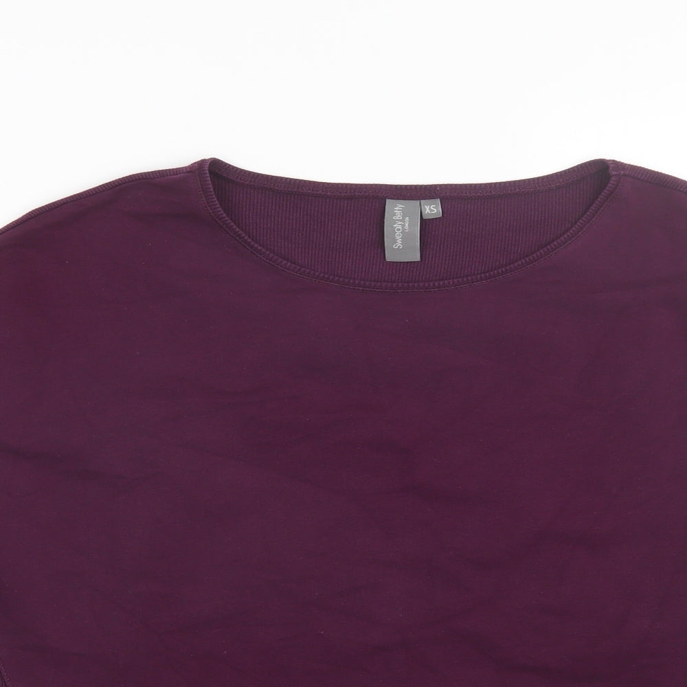 Sweaty Betty Womens Purple Round Neck  Cotton Pullover Jumper Size XS