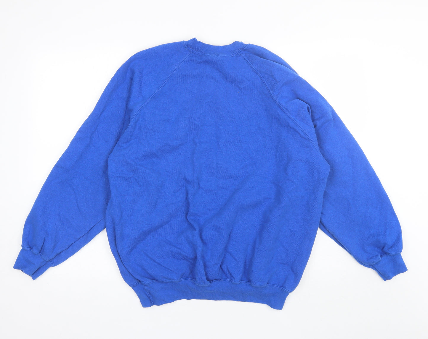 Fruit of the Loom Womens Blue Round Neck  Cotton Pullover Jumper Size L