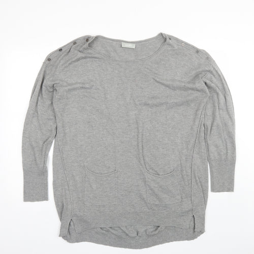 Walis Womens Grey Round Neck  Acrylic Pullover Jumper Size M