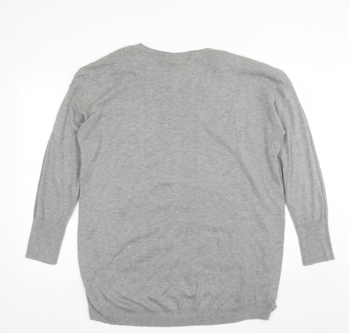 Walis Womens Grey Round Neck  Acrylic Pullover Jumper Size M