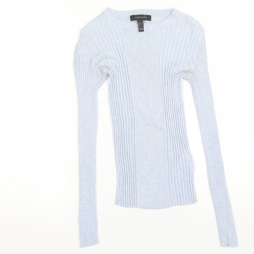 Atmosphere Womens Blue Round Neck  Nylon Pullover Jumper Size 6