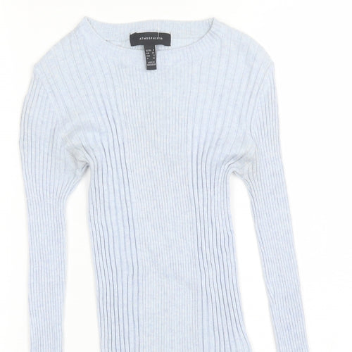 Atmosphere Womens Blue Round Neck  Nylon Pullover Jumper Size 6