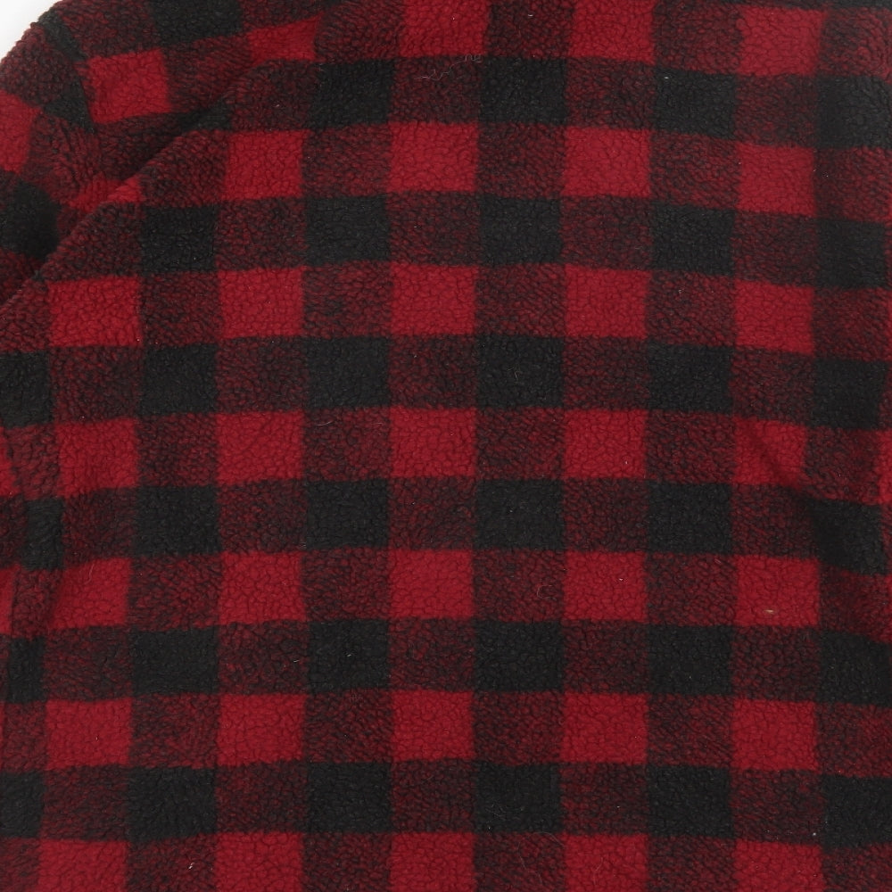 TU Mens Red Collared Plaid Polyester Full Zip Jumper Size L