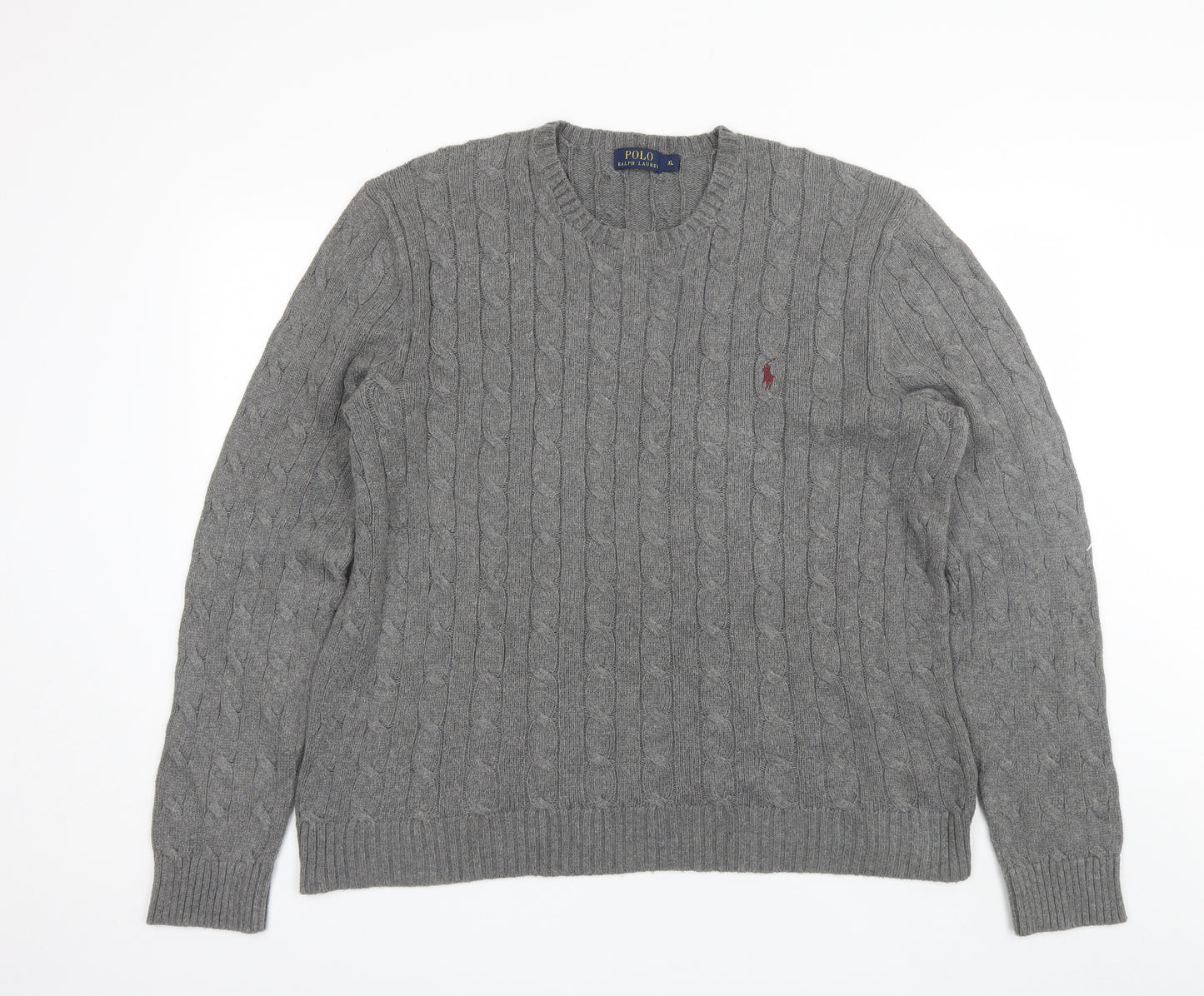 Ralph Lauren Mens Grey Round Neck  Cotton Pullover Jumper Size XL