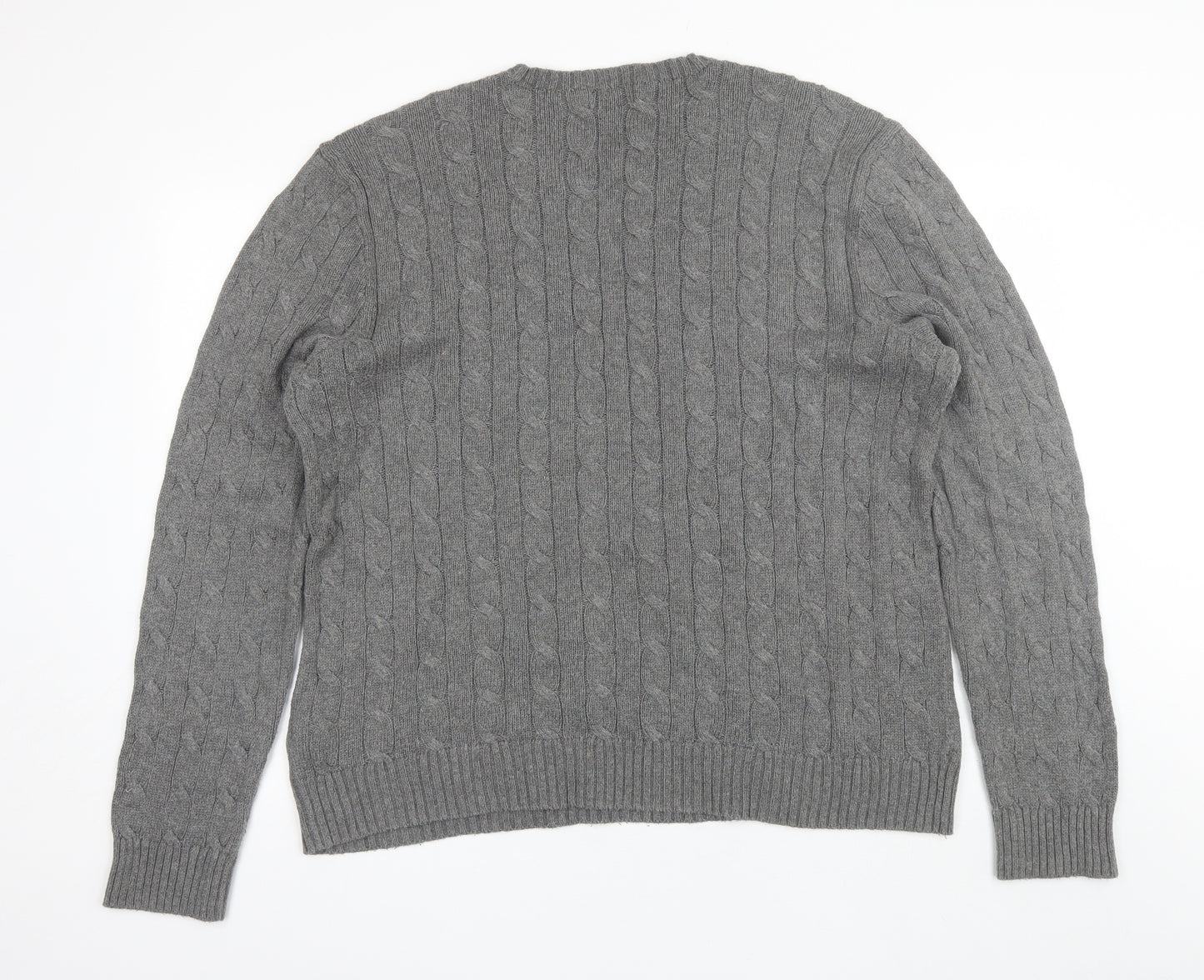 Ralph Lauren Mens Grey Round Neck  Cotton Pullover Jumper Size XL