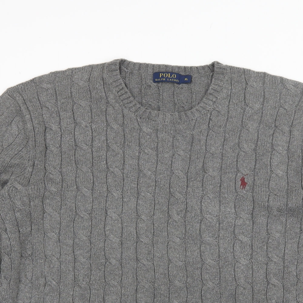 Ralph Lauren Mens Grey Round Neck  Cotton Pullover Jumper Size XL