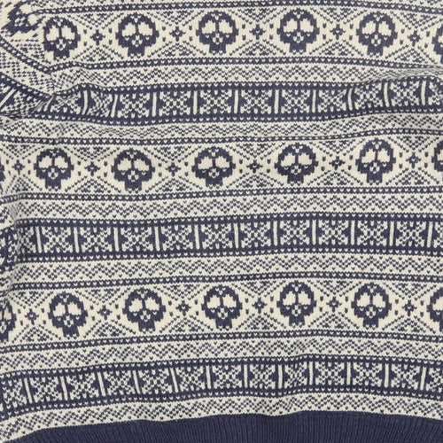 Cedar Wood State Mens Blue Round Neck Fair Isle Acrylic Pullover Jumper Size XL