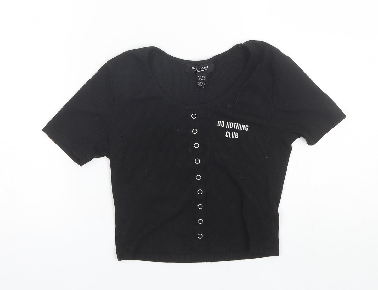New Look Girls Black  Polyester Basic T-Shirt Size 10-11 Years Round Neck