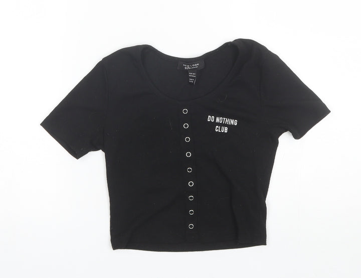 New Look Girls Black  Polyester Basic T-Shirt Size 10-11 Years Round Neck