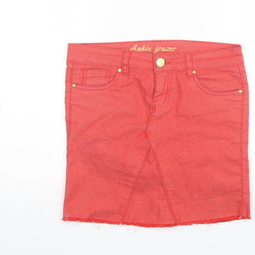Denim Co Womens Red  Cotton Mini Skirt Size 10