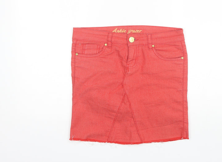 Denim Co Womens Red  Cotton Mini Skirt Size 10