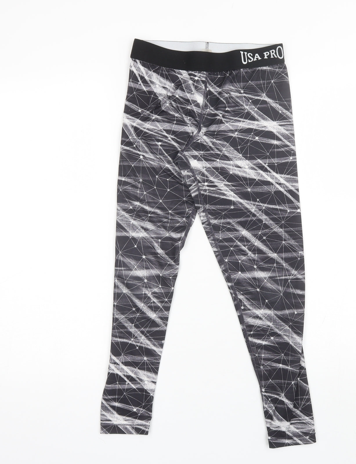 USA Pro Girls Black Geometric Polyester Jogger Trousers Size 13 Years  Regular
