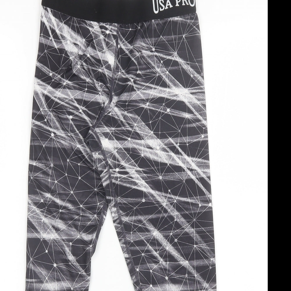 USA Pro Girls Black Geometric Polyester Jogger Trousers Size 13 Years  Regular