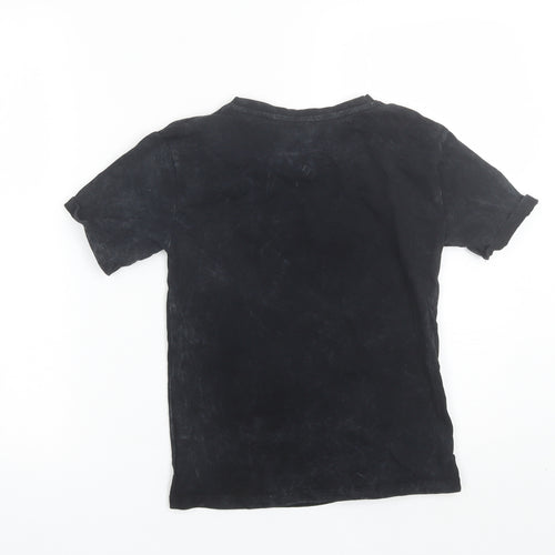 F&F Girls Black  Cotton Basic T-Shirt Size 6-7 Years Round Neck