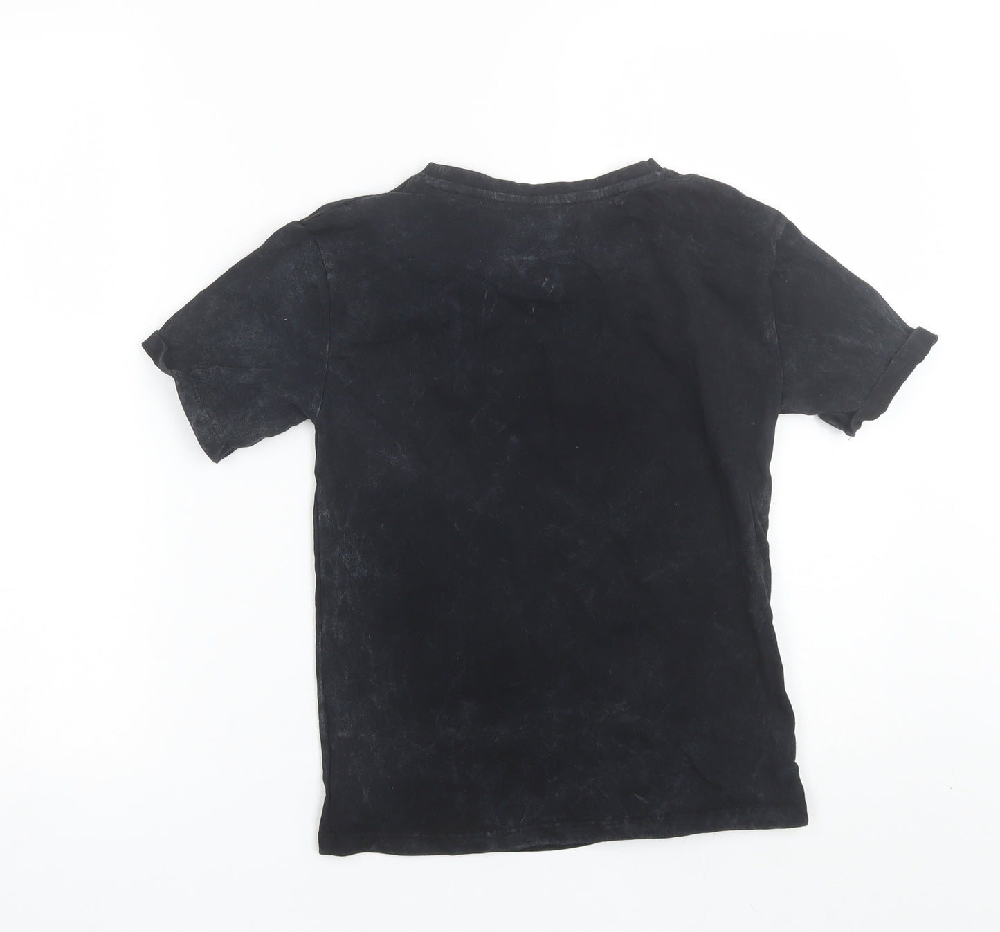 F&F Girls Black  Cotton Basic T-Shirt Size 6-7 Years Round Neck