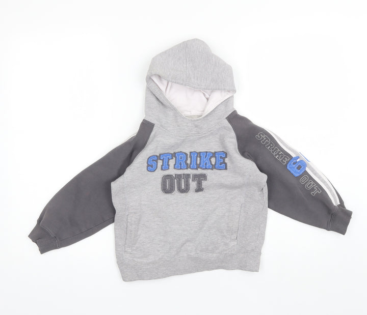 St Bernard Boys Grey Cotton Pullover Hoodie Size 7 Years