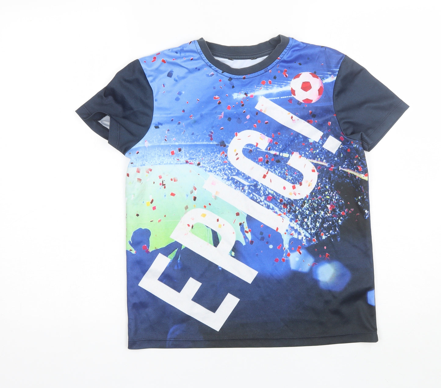 George Boys Blue  Polyester Basic T-Shirt Size 11-12 Years Round Neck