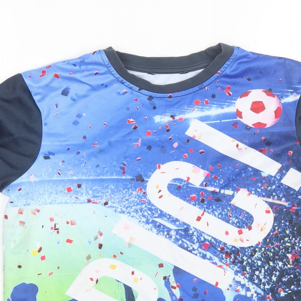 George Boys Blue  Polyester Basic T-Shirt Size 11-12 Years Round Neck