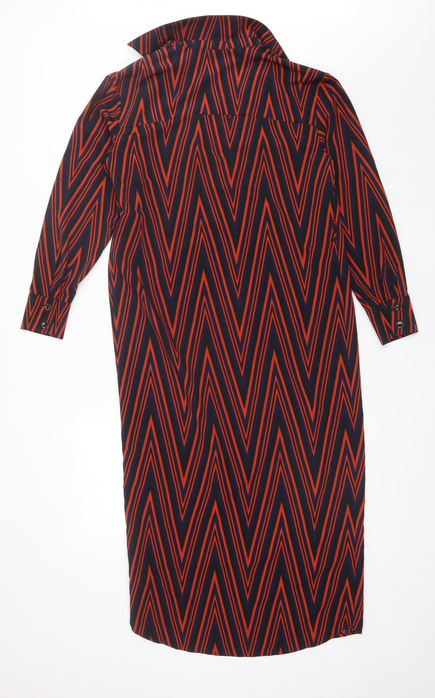 Topshop Womens Orange Striped Polyester Wrap Dress  Size 8  Collared