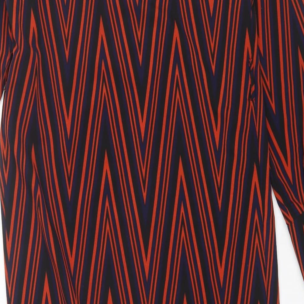 Topshop Womens Orange Striped Polyester Wrap Dress  Size 8  Collared