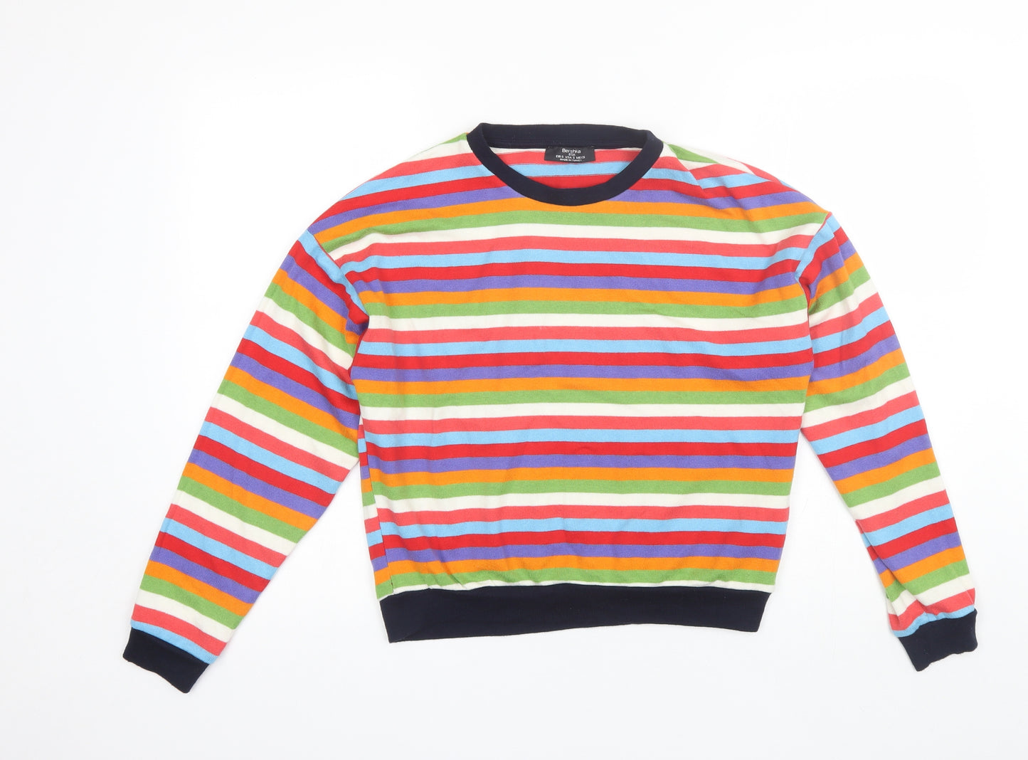 Berska Womens Multicoloured Round Neck Striped Acrylic Pullover Jumper Size S