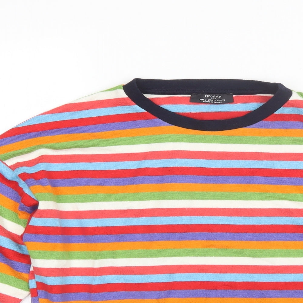 Berska Womens Multicoloured Round Neck Striped Acrylic Pullover Jumper Size S