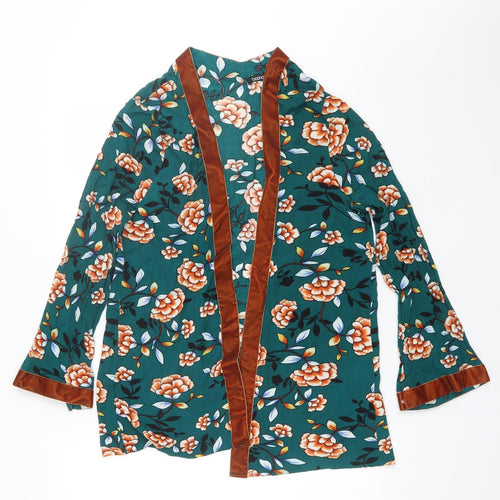 Boohoo Womens Green V-Neck Floral Viscose Shrug Jumper Size 8