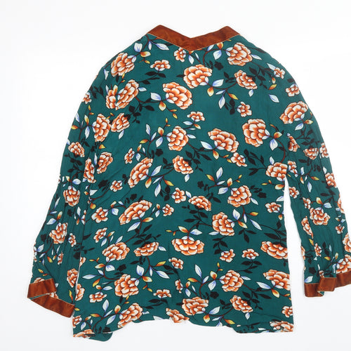 Boohoo Womens Green V-Neck Floral Viscose Shrug Jumper Size 8