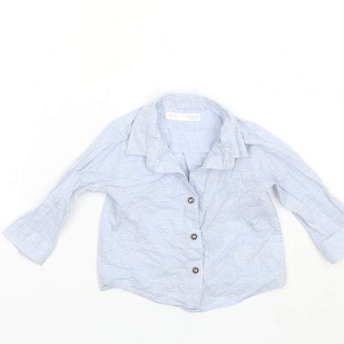 NEXT Baby Blue  Cotton Basic Button-Up Size 6-9 Months Collared