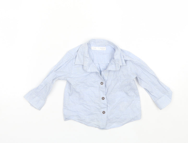 NEXT Baby Blue  Cotton Basic Button-Up Size 6-9 Months Collared
