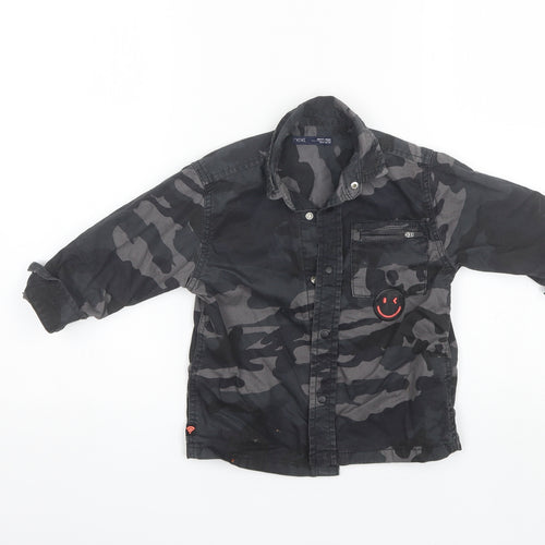 NEXT Boys Black Camouflage Cotton Basic Button-Up Size 3 Years Collared
