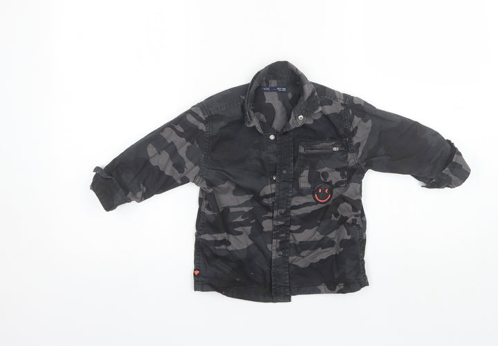 NEXT Boys Black Camouflage Cotton Basic Button-Up Size 3 Years Collared