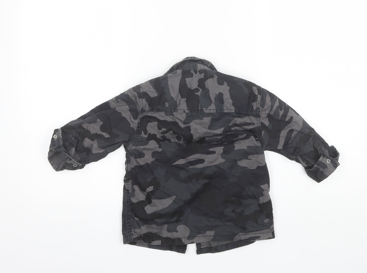 NEXT Boys Black Camouflage Cotton Basic Button-Up Size 3 Years Collared