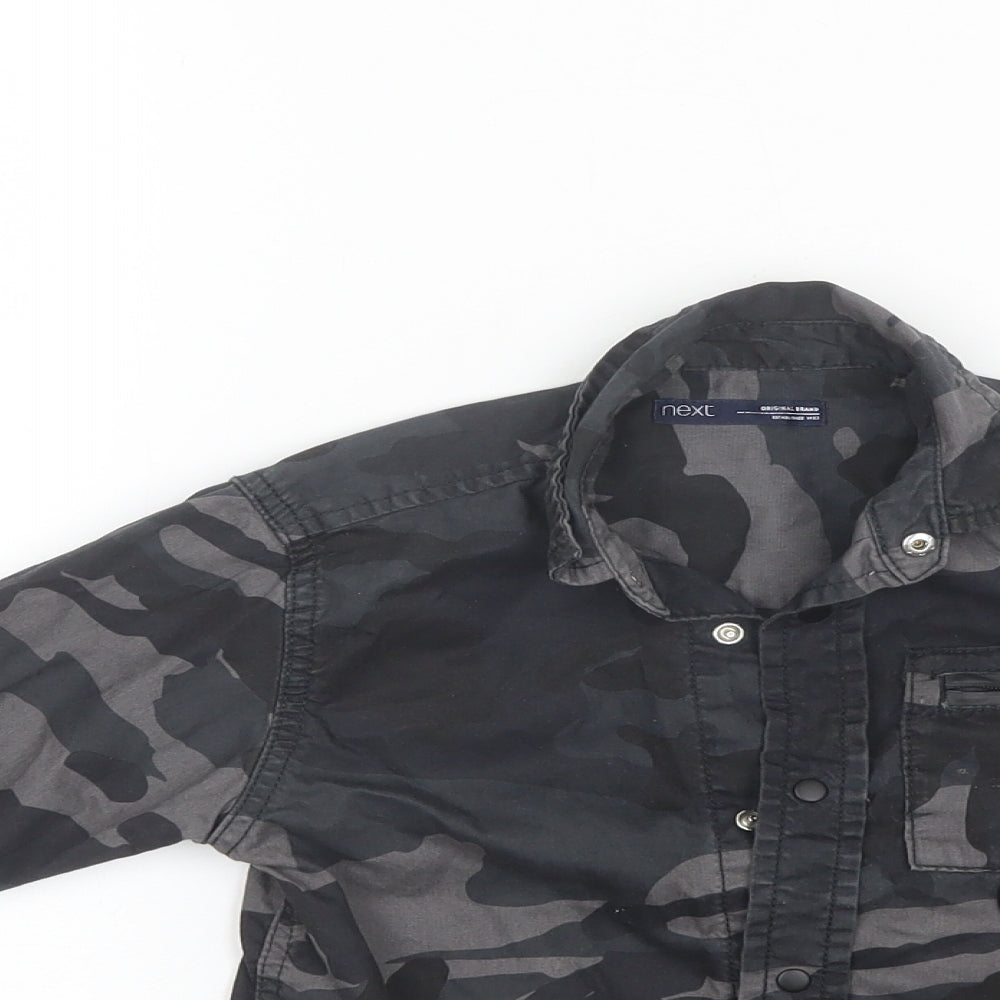 NEXT Boys Black Camouflage Cotton Basic Button-Up Size 3 Years Collared