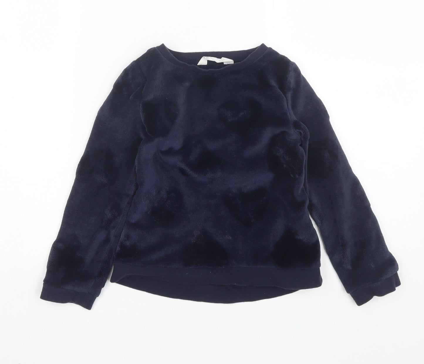 H&M Girls Blue Round Neck  Polyester Pullover Jumper Size 5-6 Years