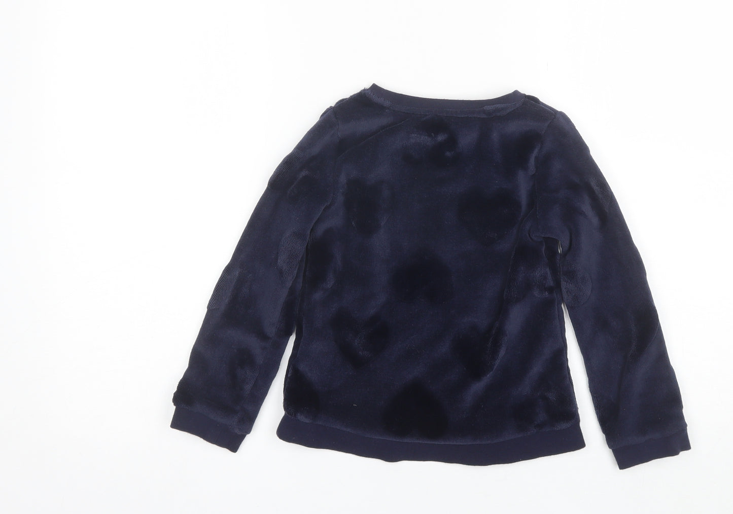 H&M Girls Blue Round Neck  Polyester Pullover Jumper Size 5-6 Years