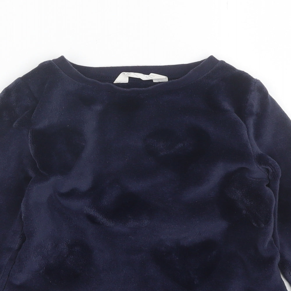 H&M Girls Blue Round Neck  Polyester Pullover Jumper Size 5-6 Years