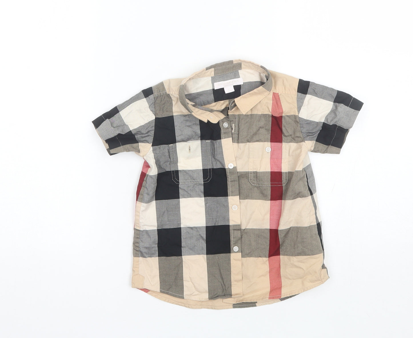 Burberry Boys Black Plaid Cotton Basic Button-Up Size 3 Years Collared