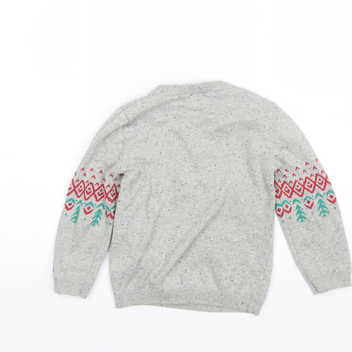 George Boys Grey Round Neck  Cotton Pullover Jumper Size 4-5 Years   - Christmas jumper