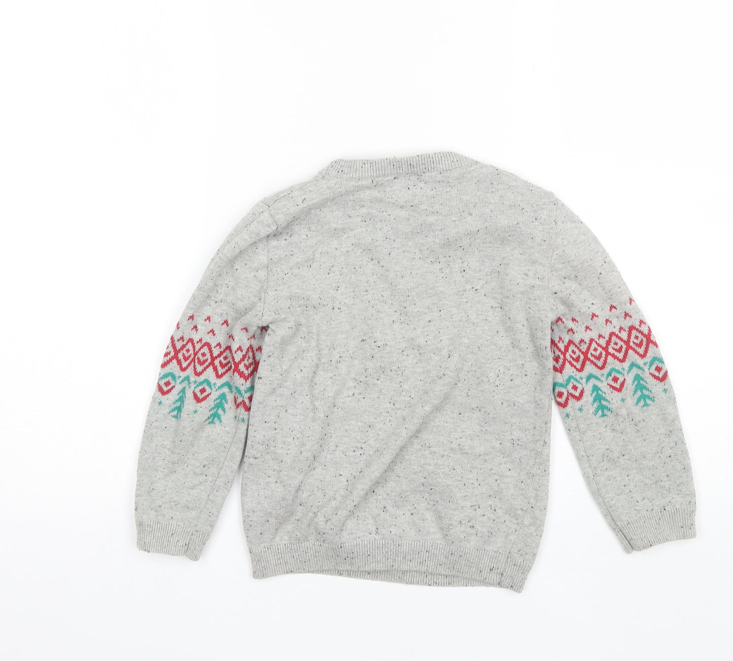 George Boys Grey Round Neck  Cotton Pullover Jumper Size 4-5 Years   - Christmas jumper
