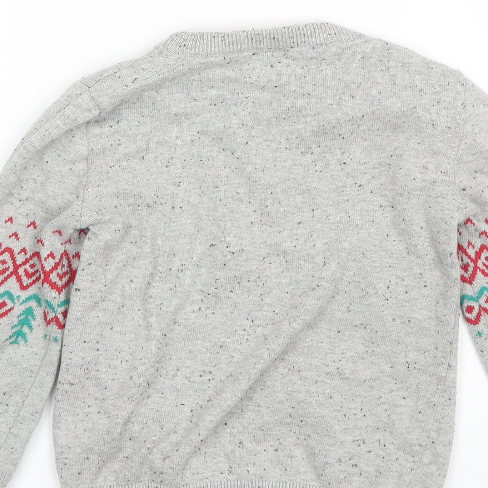 George Boys Grey Round Neck  Cotton Pullover Jumper Size 4-5 Years   - Christmas jumper