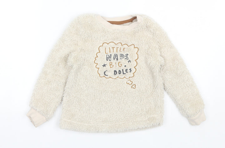 George Boys Beige Round Neck Polyester Pullover Jumper Size 3-4 Years