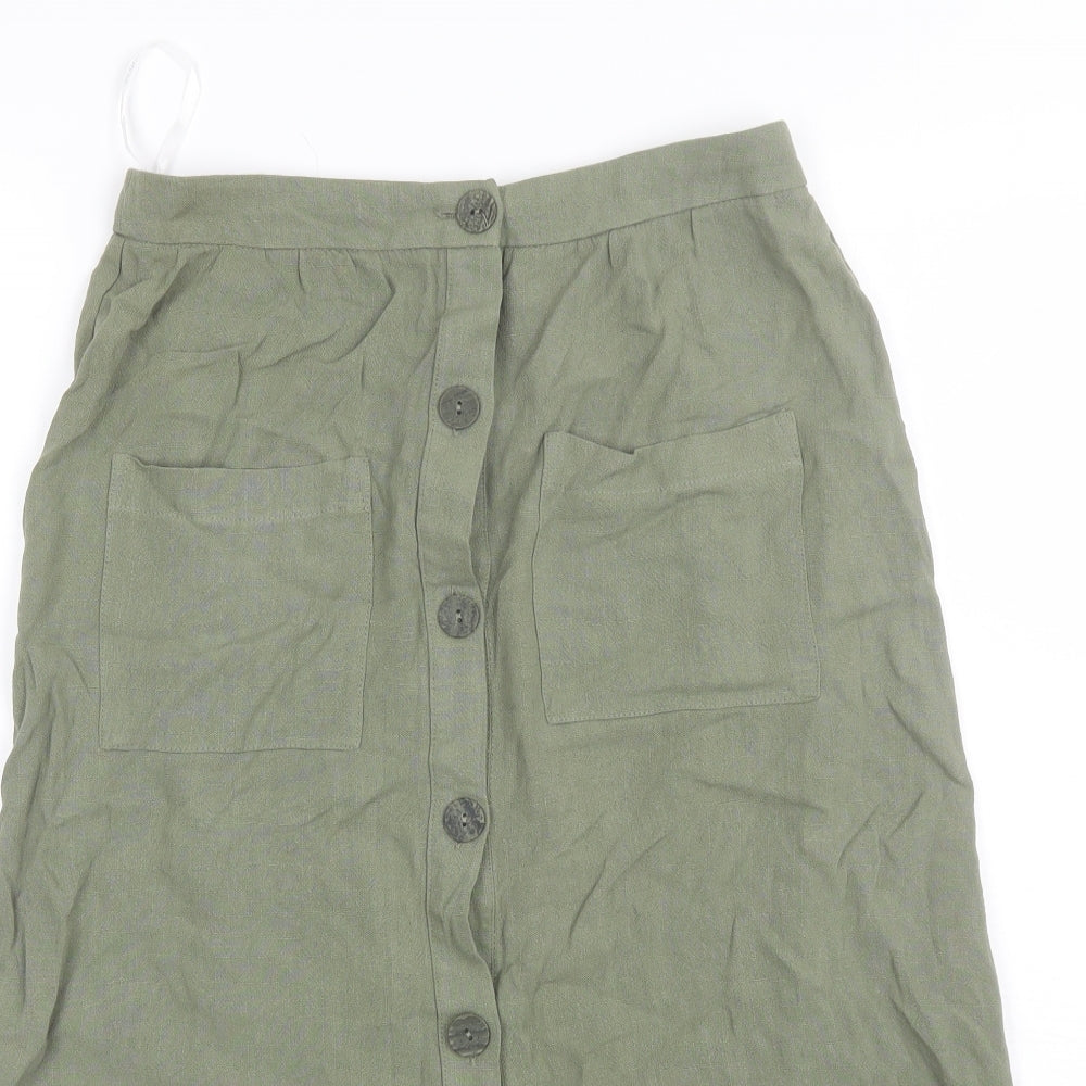 Primark Womens Green  Viscose A-Line Skirt Size 8